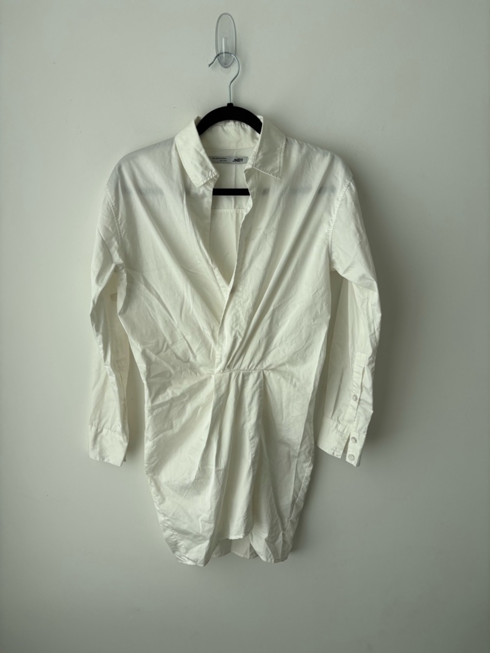 JNBY White Cotton Shirt Dress Minimalist Structured Waist Tunic Scandinavian